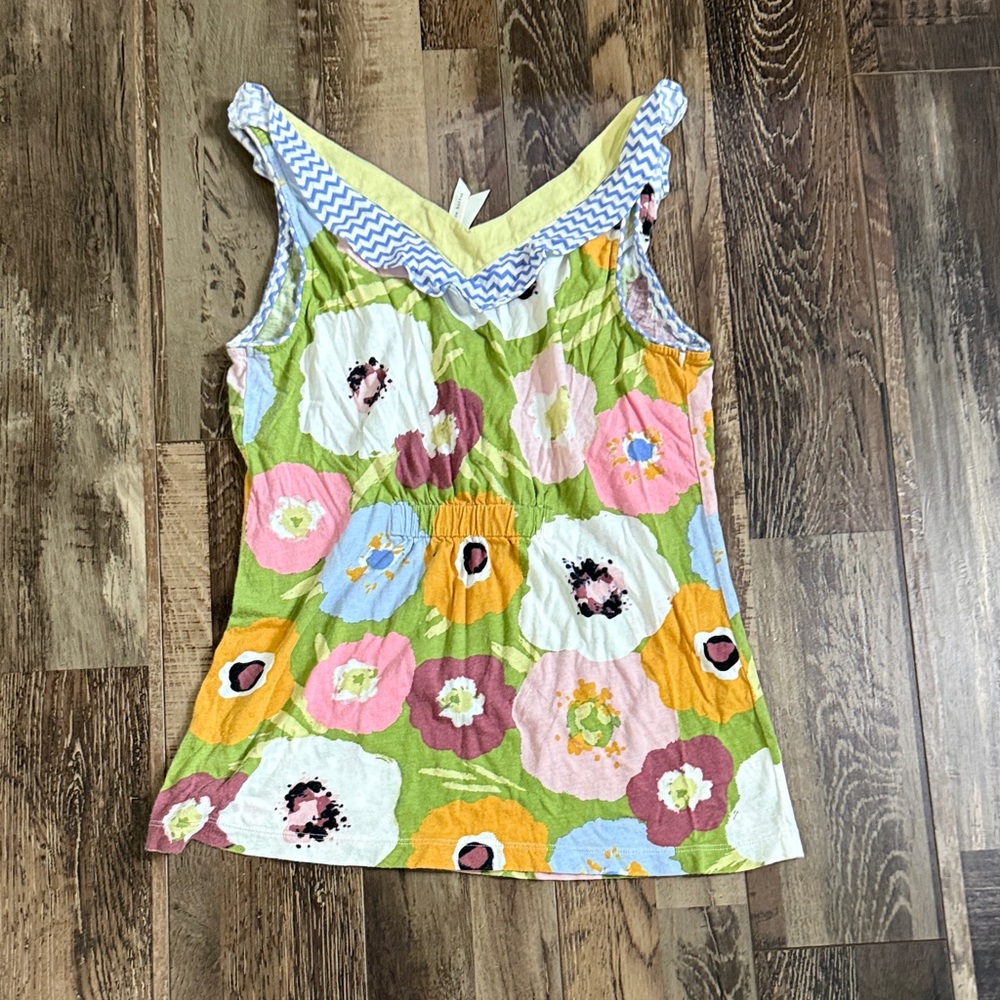 Floral V-Neck Tank Top in Green‎ & Pastel Floral - Picture 3 of 3